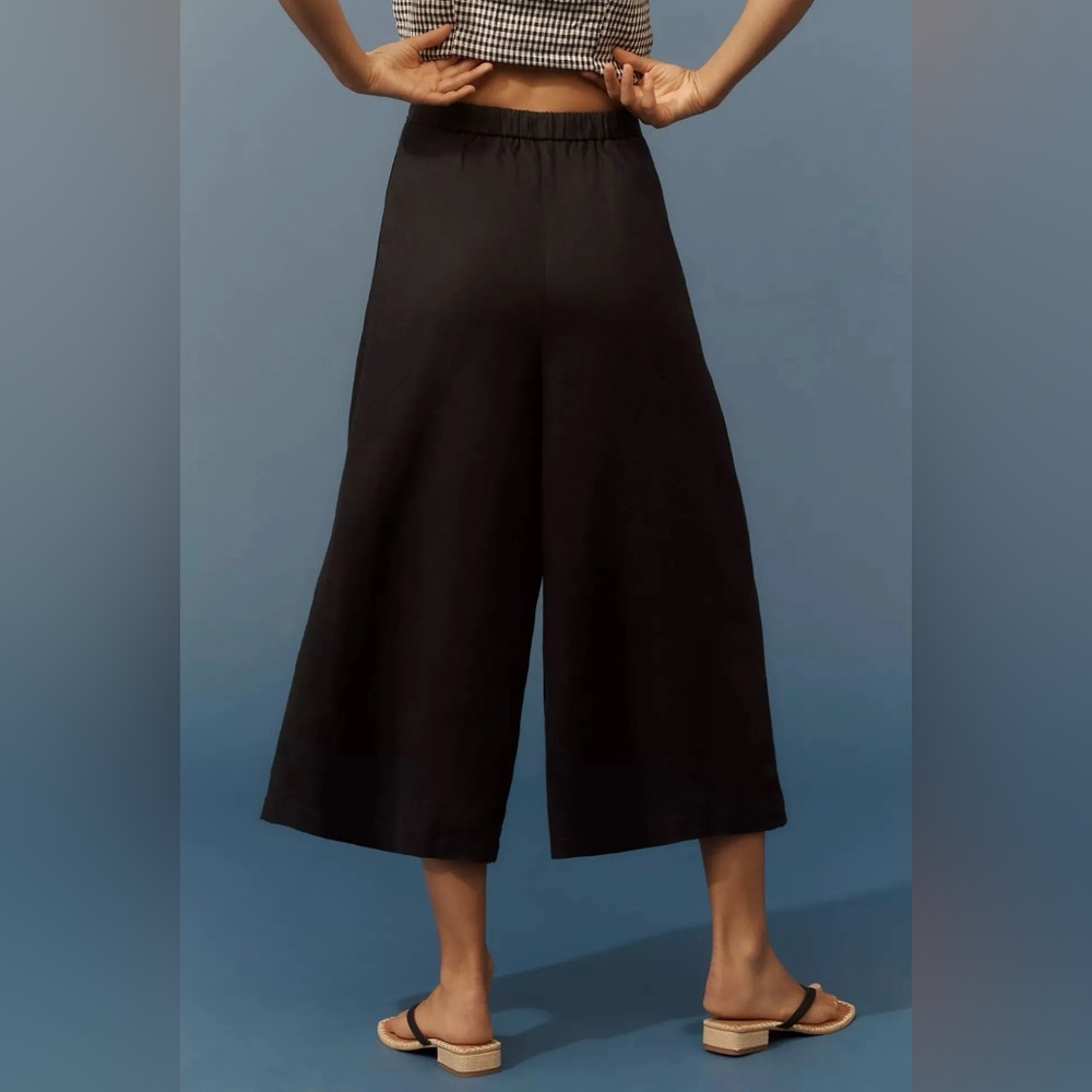 Anthropologie nwt black Linen Pleated Culotte Trousers - Picture 4 of 5